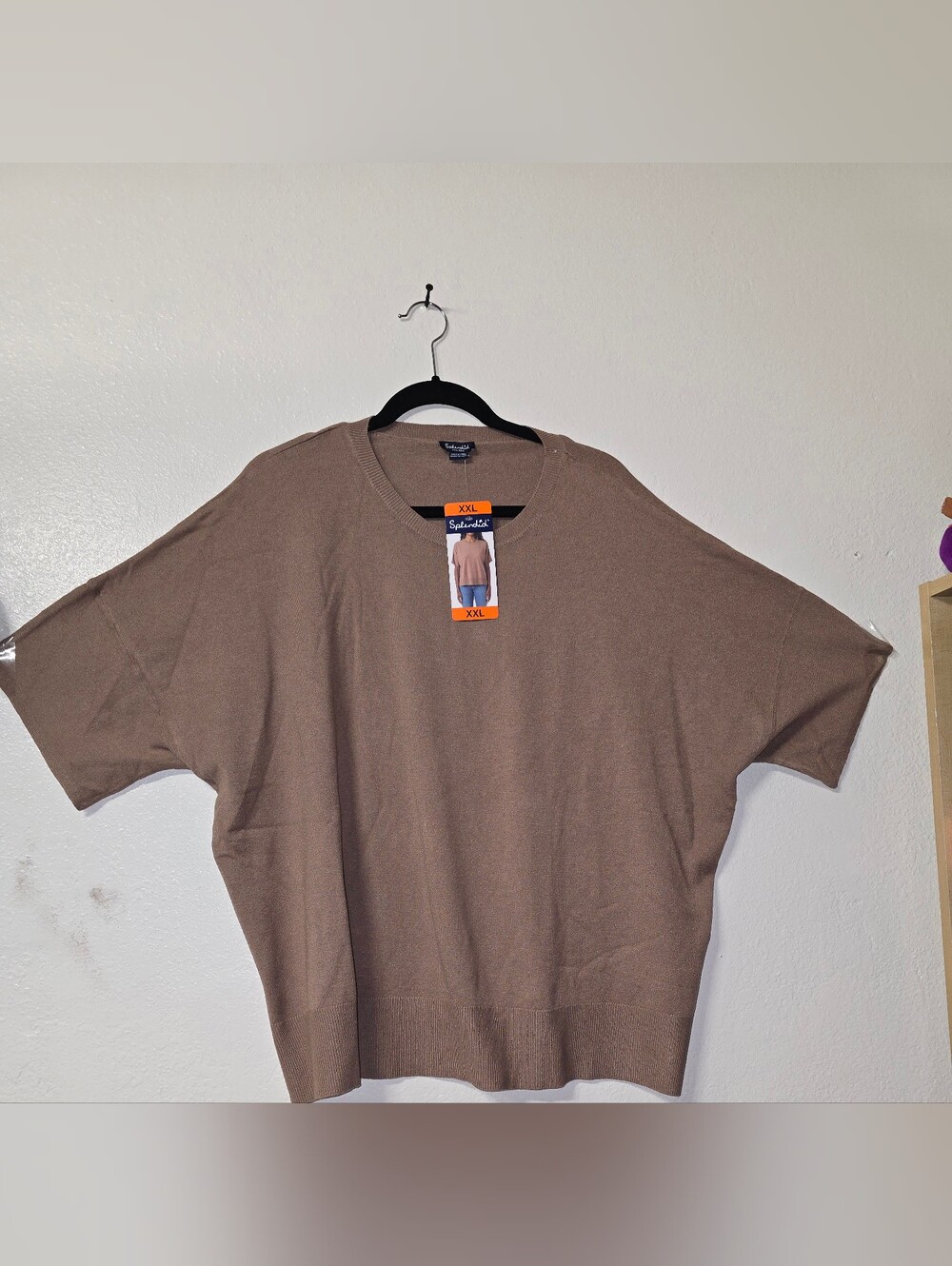 Splendid Women’s Taupe Short-Sleeve Crewneck Sweater